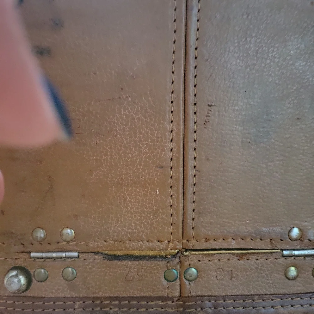 Unique Vintage luggage For a Havana hat...? leather w/ original travel stickers